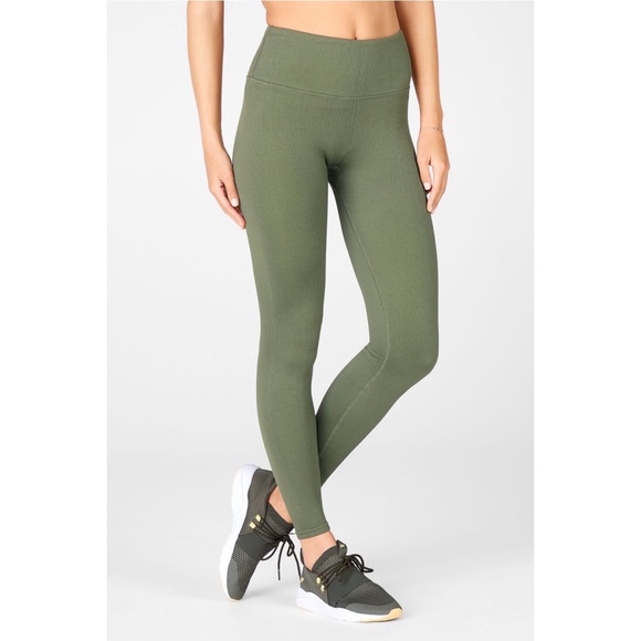 Fabletics - High-Waisted Seamless Rib Legging - Green - Size: Large - Picture 2 of 3